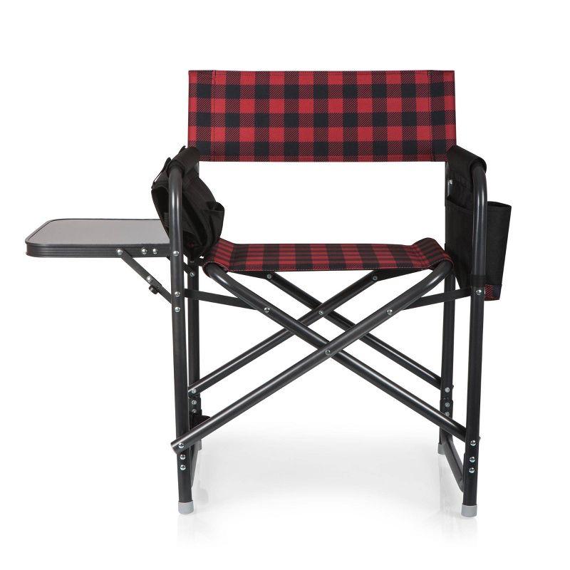 Red & Black Buffalo Plaid Aluminum Outdoor Director's Chair with Side Table