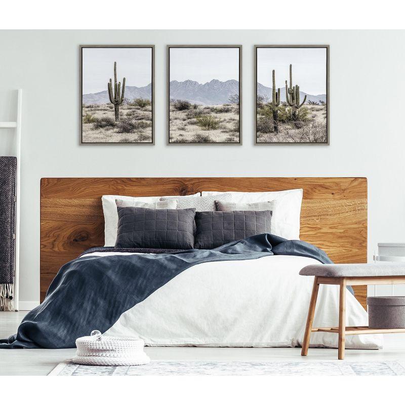 Gray Framed Desert Cacti Landscape Canvas Art Set