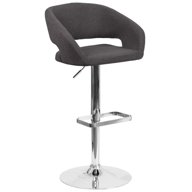 Erik Modern Black Fabric Adjustable Swivel Barstool with Chrome Base