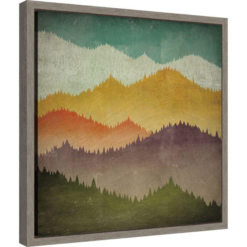 Mountain View Multicolor Framed Canvas Wall Art