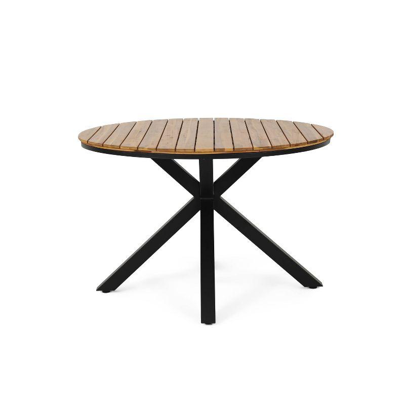 Christopher Knight Home 5pc Soto Mesh and Acacia Wood Teak Round Outdoor Dining Set Black
