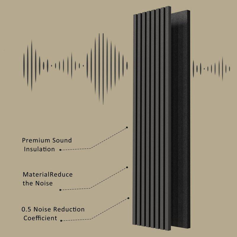 2-Pack 94.49 x 12.6 in. Solid Wood Acoustic Slat Wall Panel for Modern Interior Decor, TV Background, Living Room (Black)