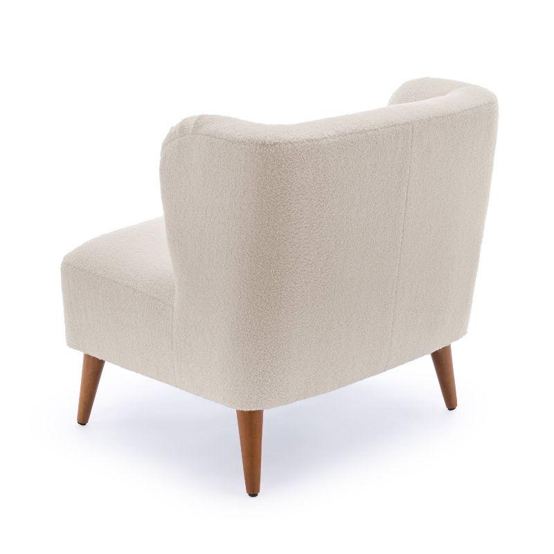 Comfort Pointe Vesper Boucle Accent Chair Milky White: Armless, Wingback, Wood Legs, Foam Cushion
