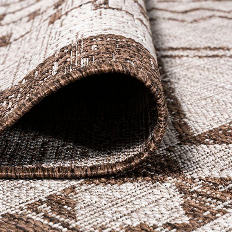 4'x6' Marokko Diamond  Medallion Indoor/Outdoor Area Rug, Beige/Brown - JONATHAN Y
