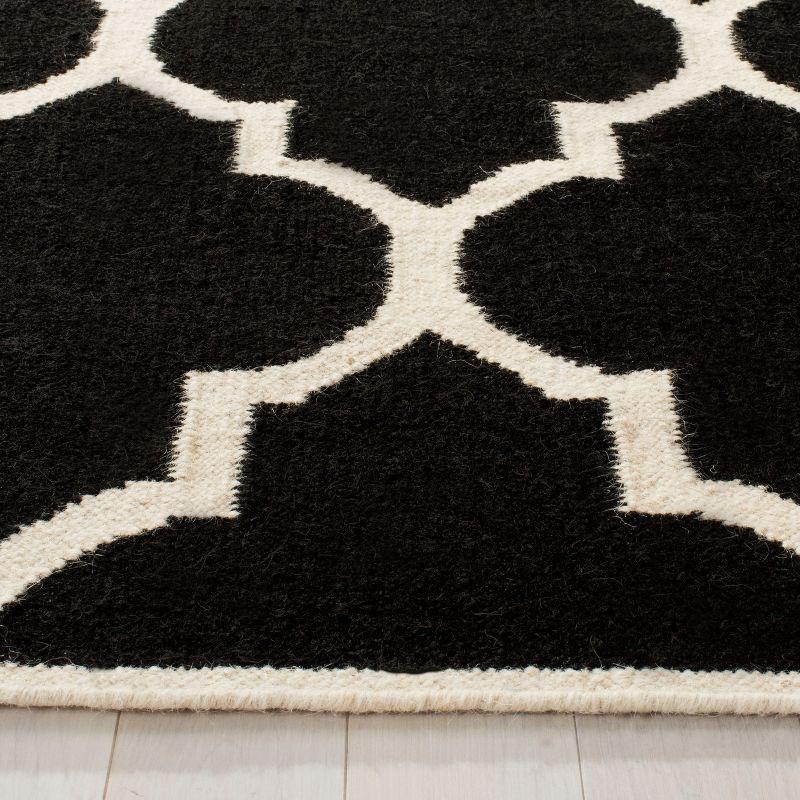 Handmade Black and Ivory Geometric Wool 8' x 10' Rug