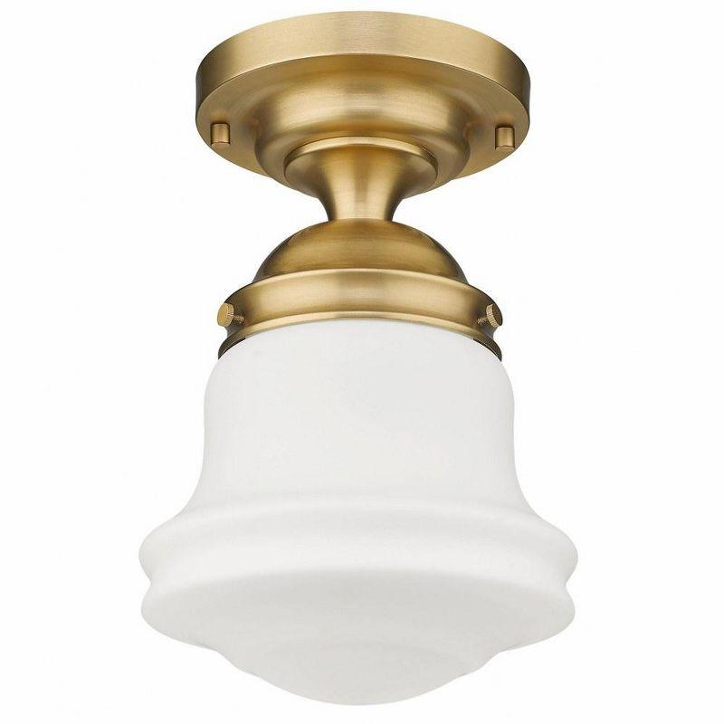 Heritage Brass and Opal Glass Globe LED Flush Mount