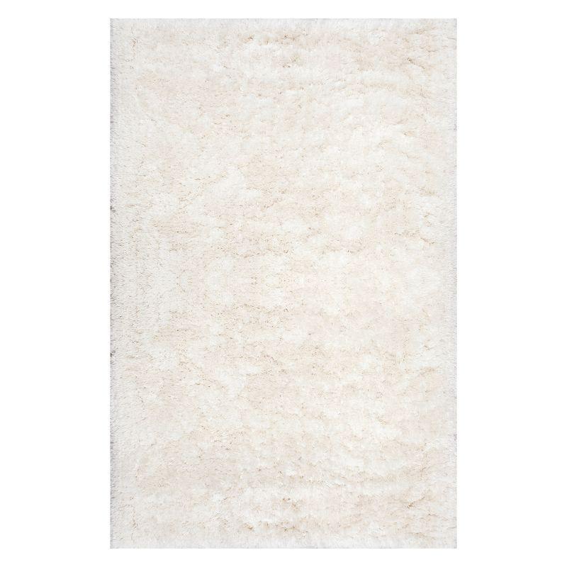 4'x6' Hand Tufted Kristan Shag Area Rug Ivory - nuLOOM: Contemporary High Pile, Skid-Resistant, Indoor Use