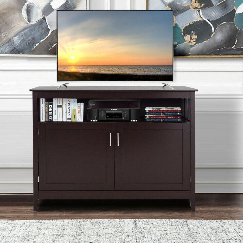 Costway Modern Kitchen Storage 36" Height Cabinet Buffet Server Table Sideboard Dining Wood Brown