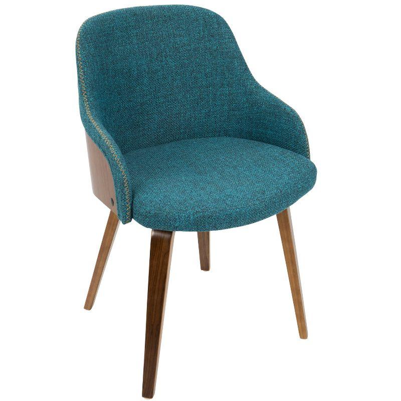 Teal Upholstered Scandinavian Arm Chair with Wood Frame