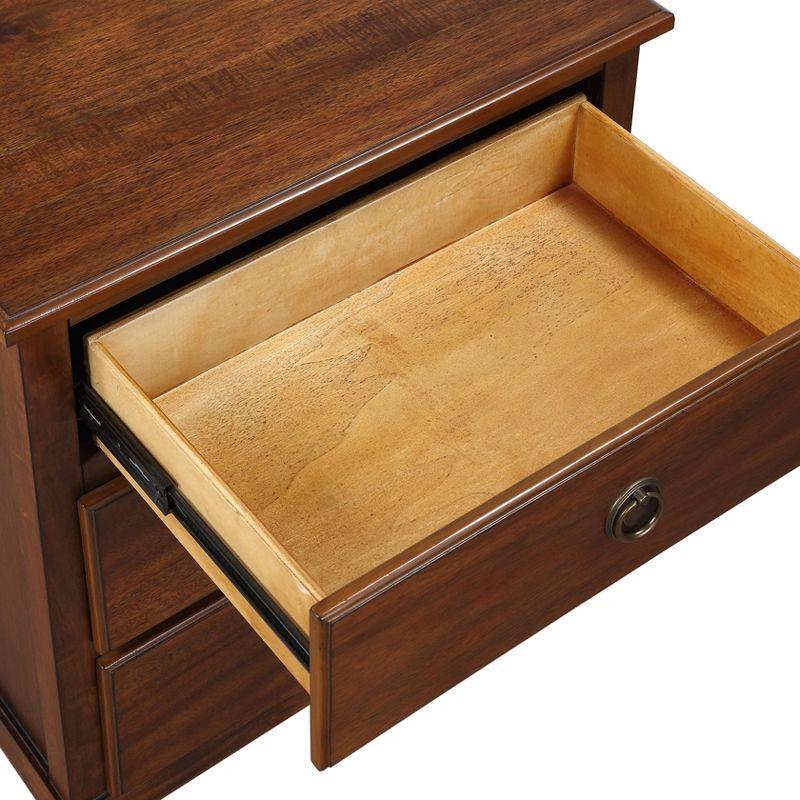 Comfort Pointe Cambridge Nightstand Brown: Elegant 3-Drawer Storage, Metal Hardware, No Assembly Required