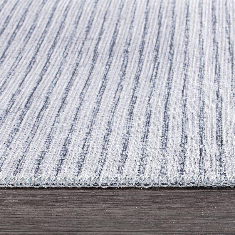 Eco-Friendly Gray Stripe Flat Woven 7'7"x9'6" Synthetic Area Rug