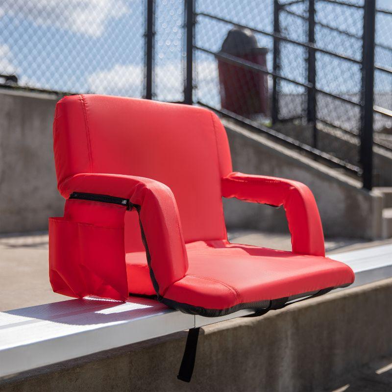 Extra Wide Red Reclining Stadium Chair with Backpack Straps