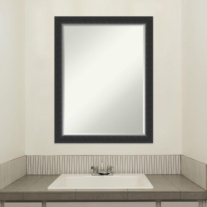 Amanti Art Corvino Black Narrow Petite Bevel Wood Bathroom Wall Mirror 27 x 21 in.