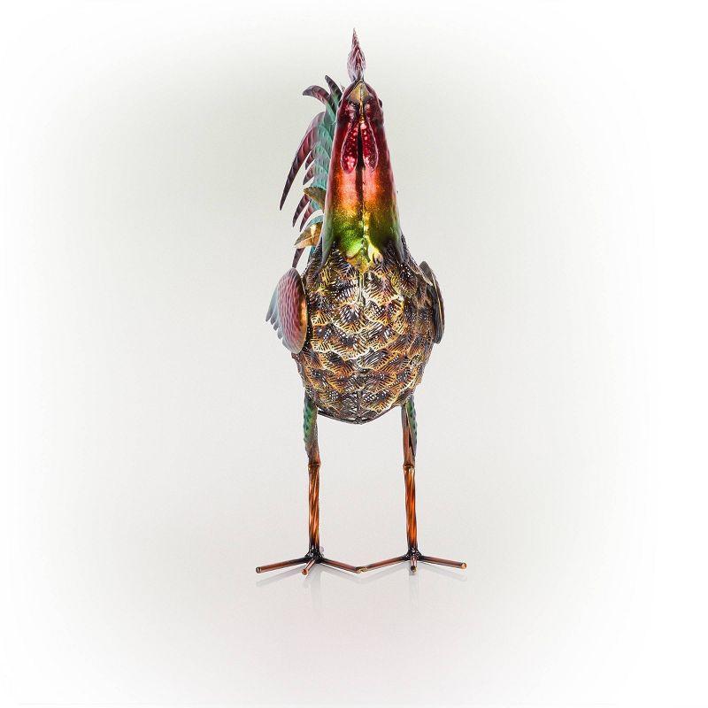 16" x 14" Outdoor Iron Rooster Yard Statue Brown - Alpine Corporation: Metallic Garden Decor