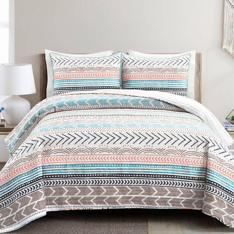 Lush Décor 3pc Hygge Geo Reversible Cotton Quilt & Sham Set