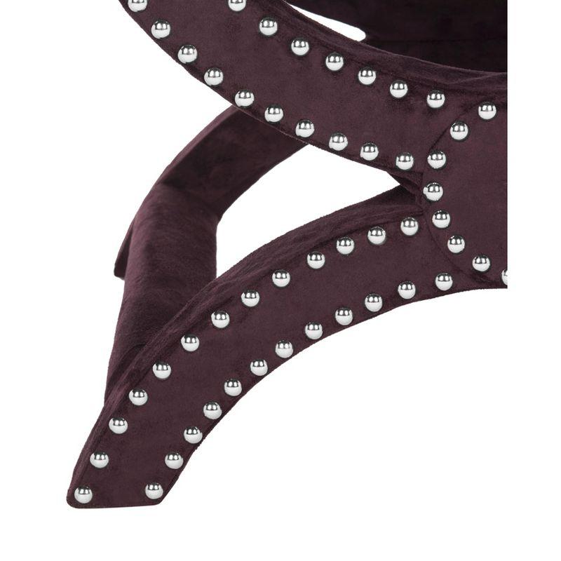 Mystic Ottoman with Silver Nail Heads - Plum - Safavieh