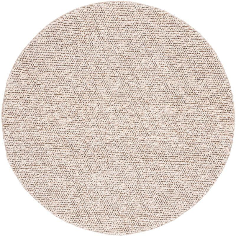 Ivory Round Hand-Tufted Wool Area Rug, 8'