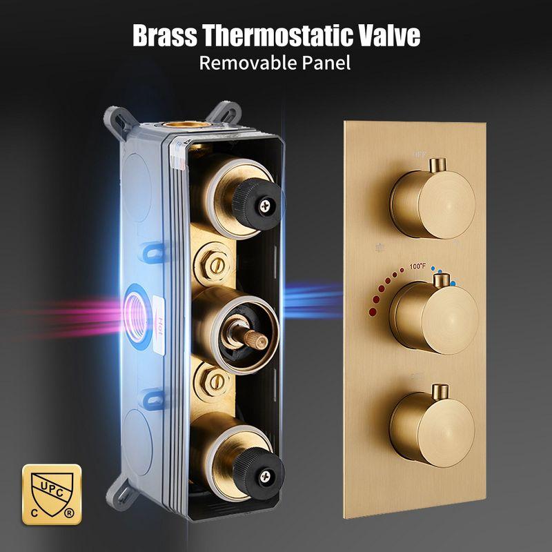 Herathena 3 Functions Wall Mounted Luxury Shower System with 6 Body Jets (Rough-in Valve Included)