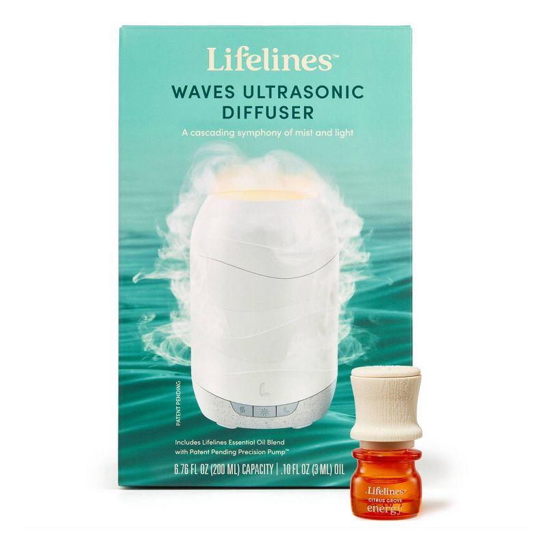 200ml Waves Ultrasonic Diffuser: Lifelines Aromatherapy with Mesmerizing Light Display