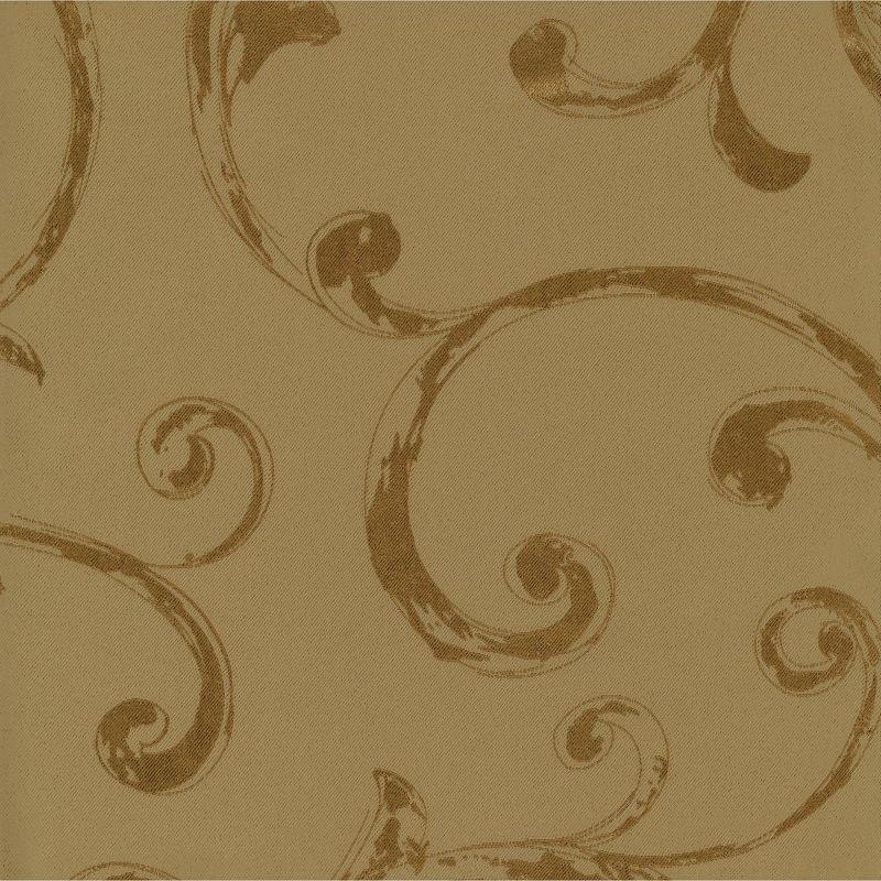Mia Jacquard Scroll Blackout Window Curtain Panel - 52" x 95" - Gold - Elrene Home Fashions