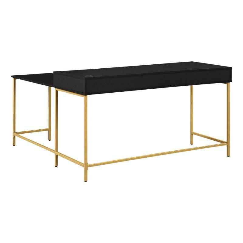 Modern Life L Shaped Desk Black - OSP Home Furnishings: Home Office Furniture with Storage Drawer & Power Tray
