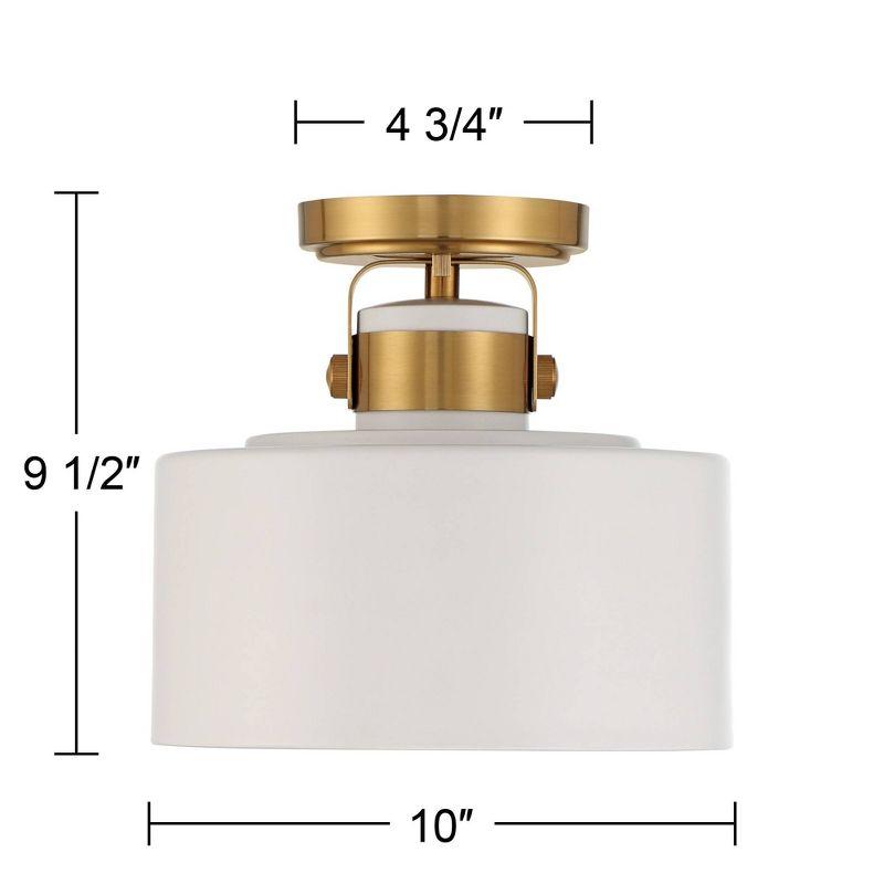 Possini Euro Design Courtney Modern Ceiling Light Semi Flush Mount Fixture 10" Wide Soft Gold Metal White Drum Shade for Bedroom Kitchen Living Room