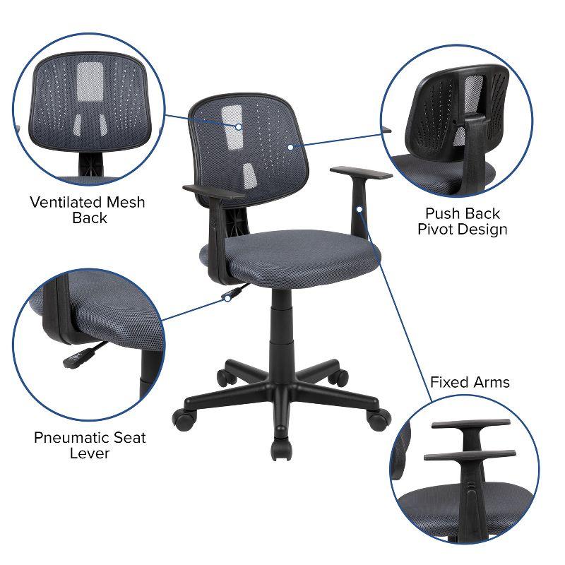 Flash Furniture Flash Fundamentals Mid-Back Mesh Swivel Task Office Chair with Pivot Back and Arms