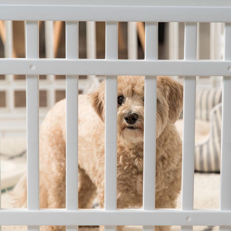 IRIS USA 24" Exercise 6-Panel Pet Playpen with Door, Dog Cat Playpen For Puppy Small Dogs Keep Pets Secure Easy Assemble Easy Storing, White