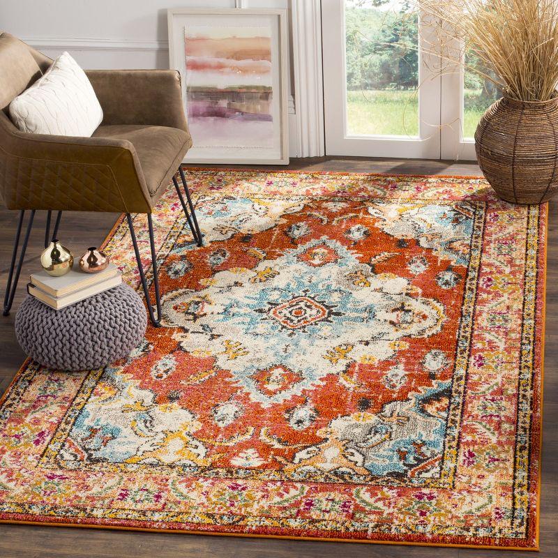 Monaco MNC243 Power Loomed Indoor Accent Rug - Orange/Light Blue - 3'x5' - Safavieh