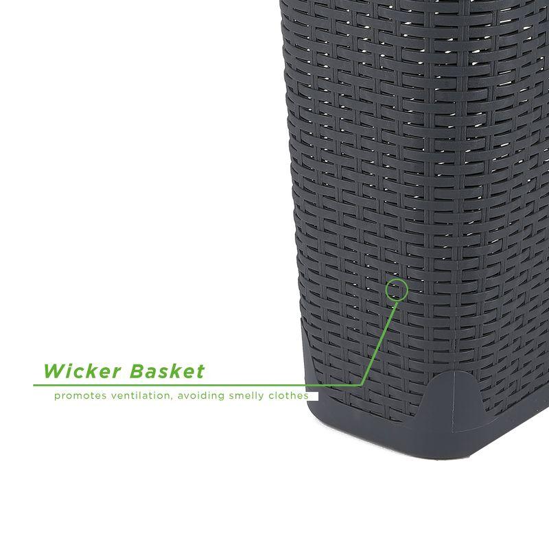 Mind Reader Mind Reader 40L Slim Laundry Hamper, Clothes Basket, Lid, Wicker Design, Plastic