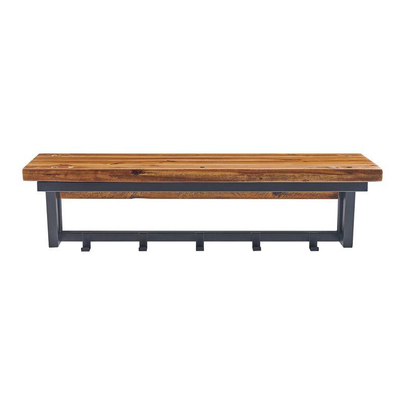 Claremont Rustic Wood Coat Hook and Bench Set Dark Brown - Alaterre Furniture: Mudroom Organizer with Shelf