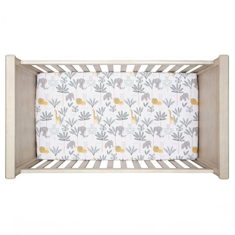 Lambs & Ivy Jungle Adventure 100% Cotton Baby/Toddler Fitted Crib Sheet - White
