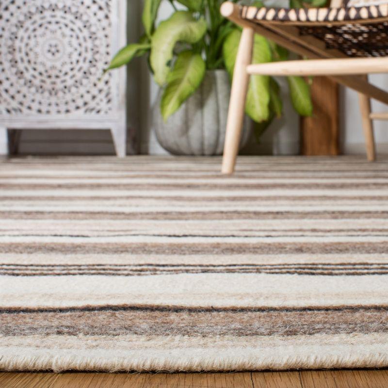 Striped Kilim STK601 Hand Loomed Indoor Area Rug - Natural/Ivory - 7'x7' - Safavieh