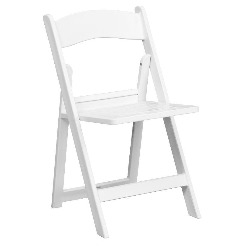 Emma and Oliver 2 Pack White Resin Slatted Party & Rental Folding Chair Indoor Outdoor