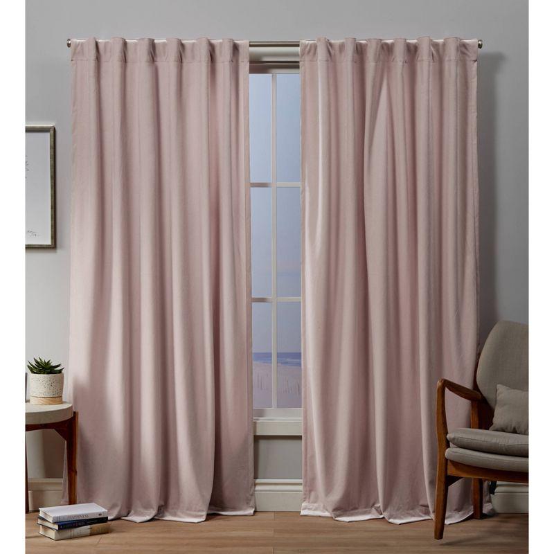 Set of 2 (96"x54") Velvet Back Tab Light Filtering Window Curtain Panels Blush Pink - Exclusive Home: Polyester, OEKO-TEX Certified