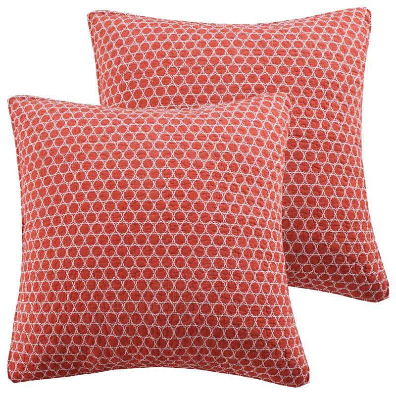 Burnt Orange Cotton Geometric Euro Sham Set