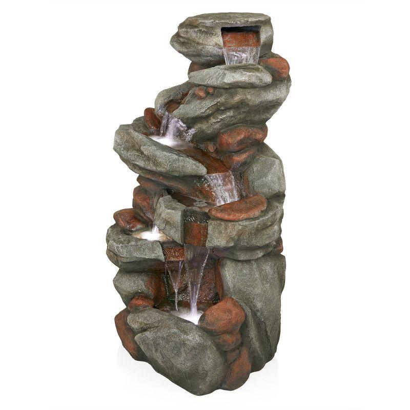 Alpine Corporation 53" Cascading Stone Water Fountain: Polyresin, 4 Basins, Electric, Outdoor Use