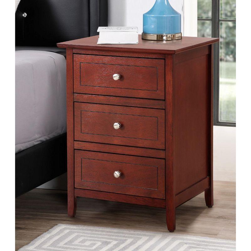 Passion Furniture Daniel 3-Drawer Cherry Nightstand (25 in. H x 19 in. W x 15 in. D)