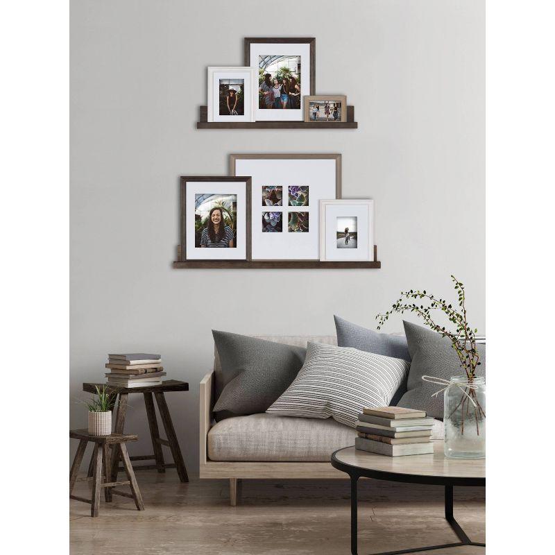 Classic White and Rustic Gray Wood Wall Frame and Shelf Kit