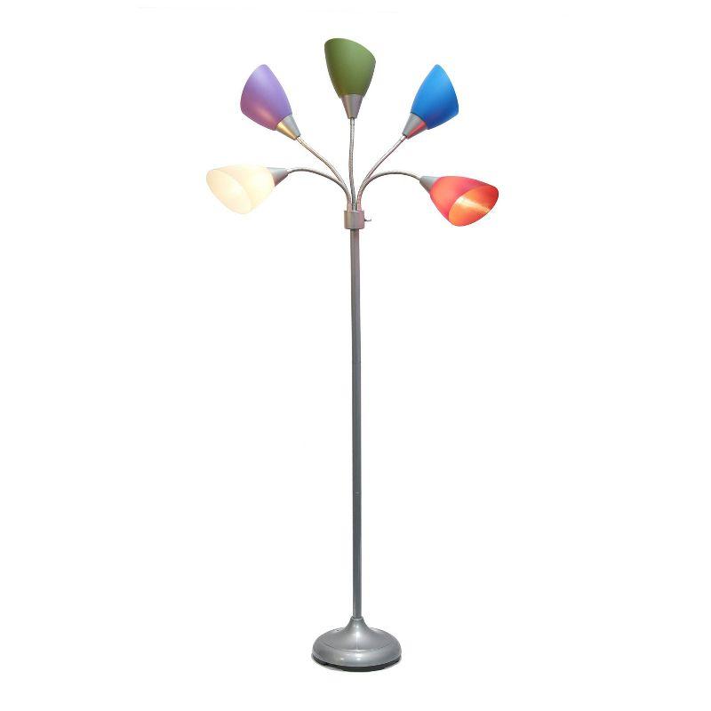 67" Contemporary Silver Multi-Head Adjustable Gooseneck Floor Lamp for Kids