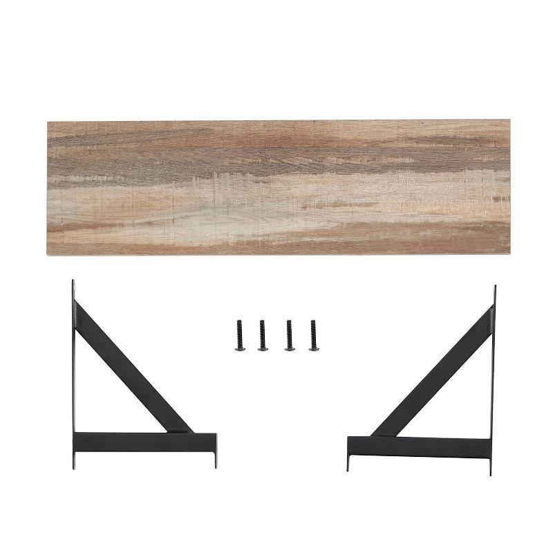 Genoa Wall Shelf on Triangular Metal Bracket Black/Rustic - Danya B.