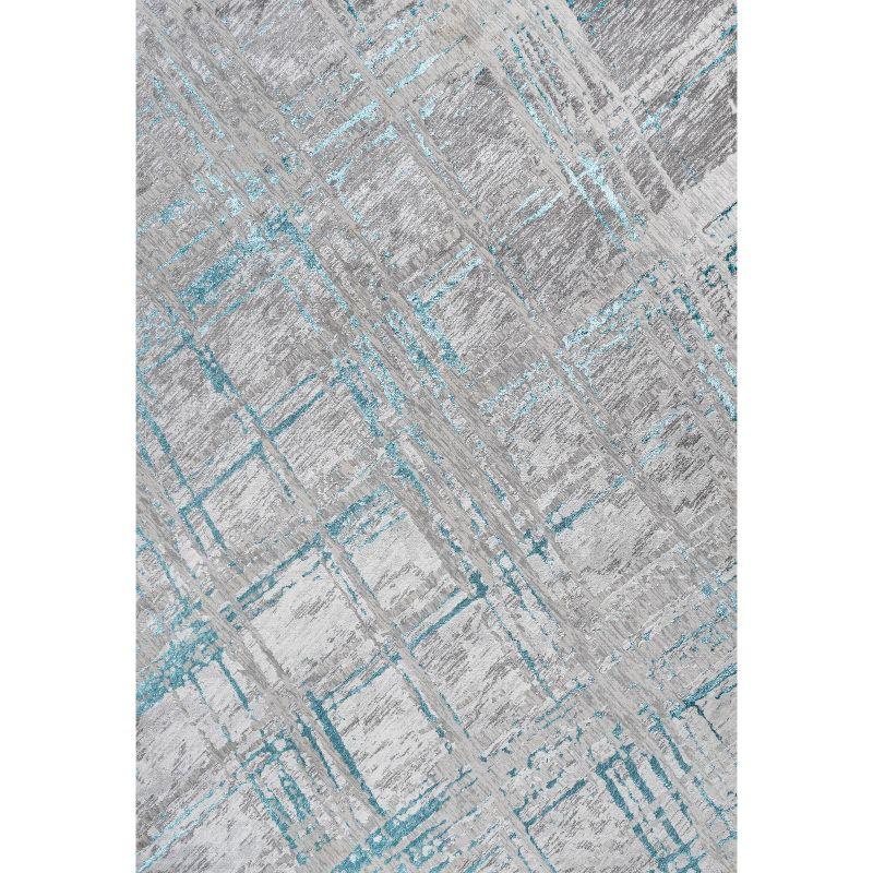 4'x6' Slant Modern Abstract Area Rug, Gray/Turquoise - JONATHAN Y