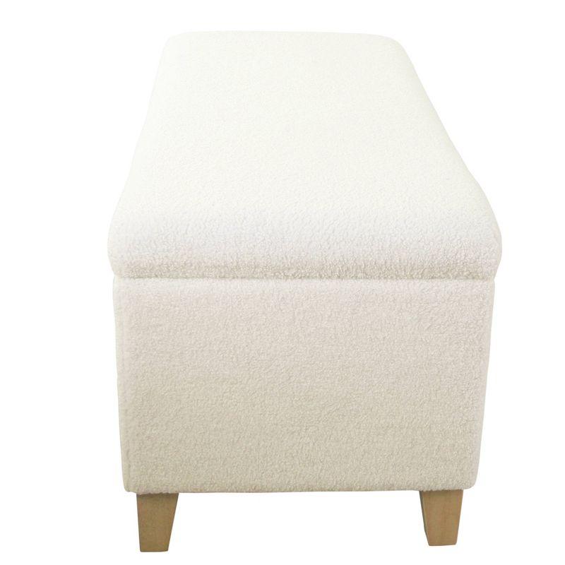 Faux Shearling Storage Bench Cream - HomePop: Ottoman with Hinged Lid, Bedroom & Living Room