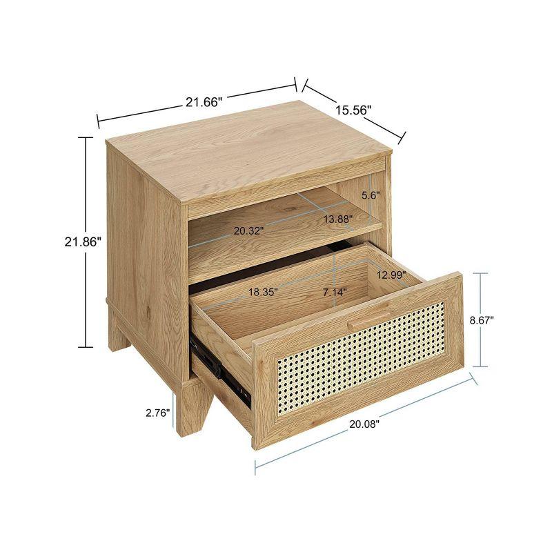 Sheridan Natural Cane and Wood Nightstand Set with Drawer