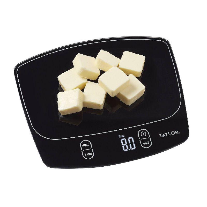 Taylor Waterproof Digital Kitchen 11 lb Food Scale Black: LCD Display, Battery Powered, Measures Grams & Ounces