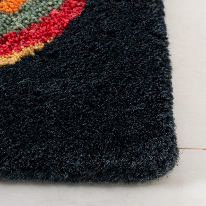 Handmade Black and Multicolor Wool and Viscose Tufted Area Rug