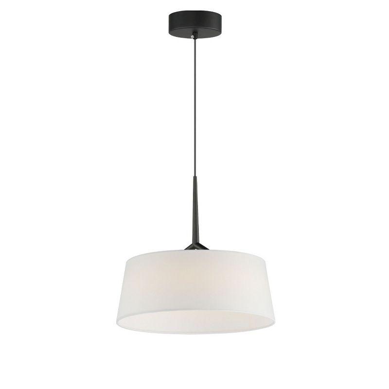 Black LED Pendant Light with White Linen Shade