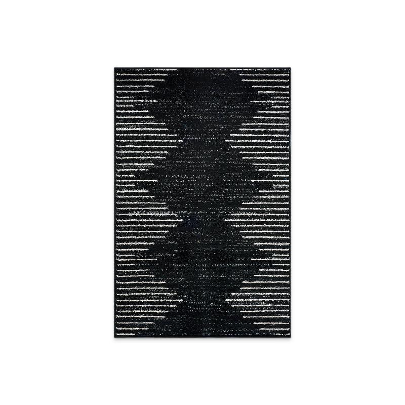 World Rug Gallery Area Rug Bohemian Stripe Jute Rug Carpets for Living Room Rugs for Sale - BLACK 2'7"x4'