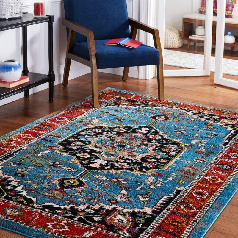 Antique Hamadan Blue Round Synthetic Area Rug - 31"