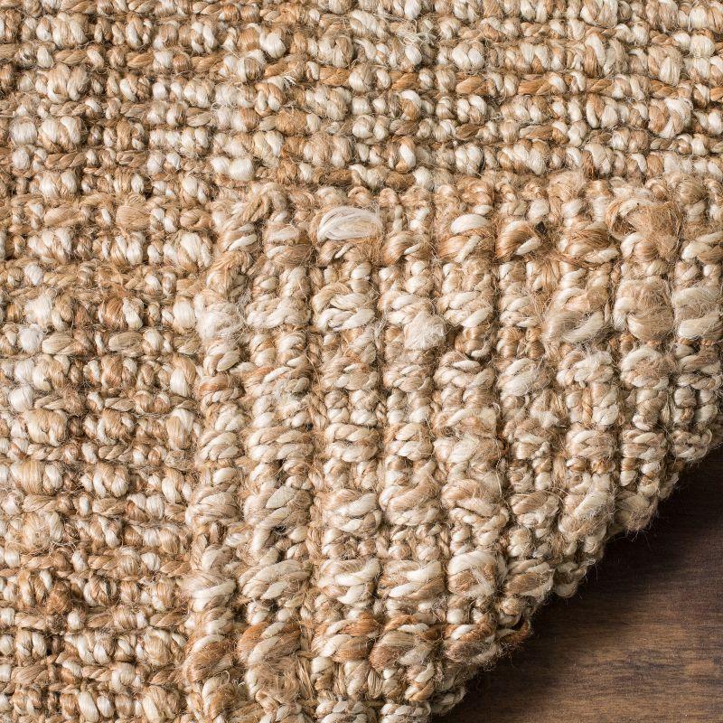 Eco-Friendly Off-White Hand-Knotted Jute 6' Square Area Rug